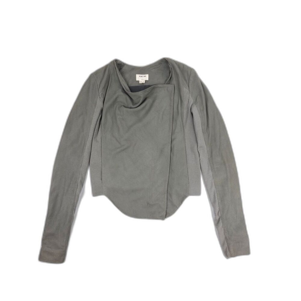HELMUT LANG Paper Leather Suede Draped Moto Jacket Minimal Grunge Quiet Luxury